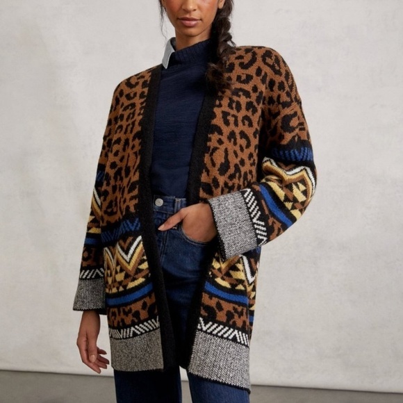 ANTHROPOLOGIE Marseille Leopard Cardigan - Picture 1 of 8